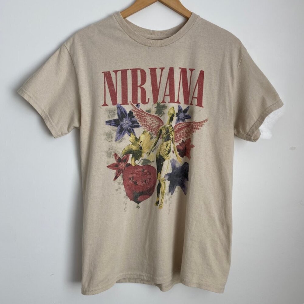 Nirvana In Utero Flowers T-Shirt Tee 100% Cotton Graphic Band Size M